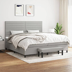 Maison Chic Lit Adulte - Lit simple Lit à sommier tapissier avec matelas moelleux - Meuble de Chambre - Gris clair 200x200cm Tissu -MN59423