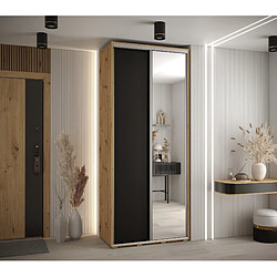 Abiks Meble Armoire à portes coulissantes Davos 3 235.2 x 120 x 45 2 portes coulissante (Chêne artisan/Noir/Argent)