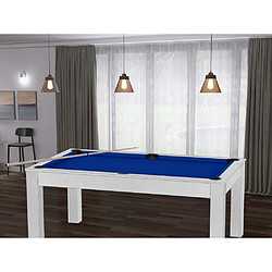 Acheter De Faugeres Billard convertible table 6 personnes Texas blanc boisé et bleu (tapis)