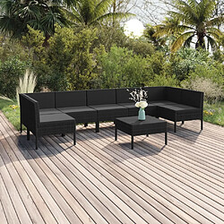 Maison Chic Salon de jardin 8 pcs + coussins - Mobilier/Meubles de jardin - Table et chaises d'extérieur Résine tressée Noir -MN13328