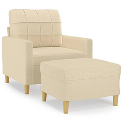 vidaXL Fauteuil avec repose-pied Crème 60 cm Tissu