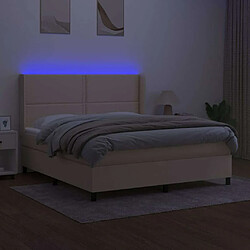 Avis Maison Chic Lit adulte- Lit + matelas + LED,Sommier à lattes de lit matelas LED Crème 160x200 cm Tissu -GKD71012