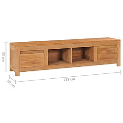 vidaXL Meuble TV 135x30x35 cm bois de teck massif pas cher