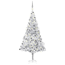 vidaXL Arbre de Noël artificiel pré-éclairé/boules argenté 210 cm PET