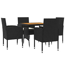 Avis Maison Chic Mobilier à dîner 5 pcs de jardin - Ensemble table et chaises d'extérieur - Salon/Mobilier de jardin classique Résine tressée Noir -MN21134