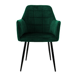 ML-Design Lot 8 chaise de salle à manger fauteuil vert foncé velours pied noir métallique