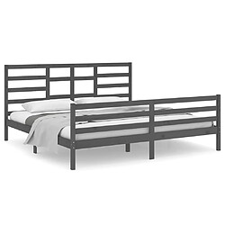 vidaXL Cadre de lit sans matelas bois massif gris 200x200 cm