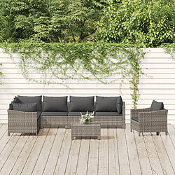 vidaXL Salon de jardin 8 pcs avec coussins Gris Résine tressée