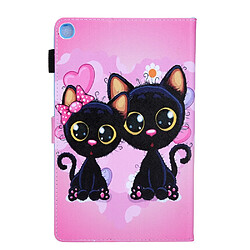 Etui en PU impression de modèle flip avec porte-carte couple chat pour votre Samsung Galaxy Tab A 8.0 Wi-Fi (2019) SM-T290