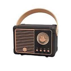 General Haut-parleur rétro Bluetooth portable, style TV haut-parleur vintage, haut-parleur vintage rétro sans fil amélioré avec fente pour carte TF, micro intégré, connexion sans fil Bluetooth 5.0 (noir)