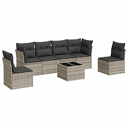 vidaXL Salon de jardin avec coussins 7 pcs gris clair résine tressée