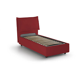 Acheter Autrement Talamo Italia Veronica lit simple avec conteneur, Made in Italy, en tissu amovible, 80x190 cm, avec ouverture frontale, Rouge, avec matelas inclus.