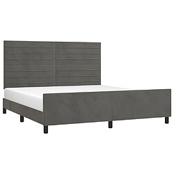 Avis Maison Chic Lit adulte - Cadre Structure de lit avec tête de lit Contemporain Gris foncé 160x200 cm Velours -MN10609