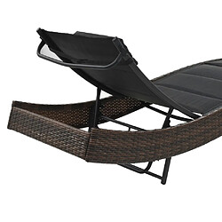 Acheter Helloshop26 Transat chaise longue bain de soleil lit de jardin terrasse meuble d'extérieur résine tressée et textilène marron 02_0012921