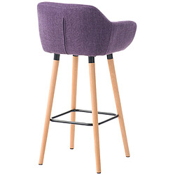 Decoshop26 Tabouret de bar lounge x1 design scandinave assise en tissu violet pieds en bois repose-pieds en métal 10_0004925