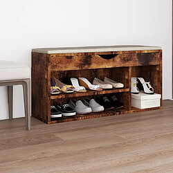 Maison Chic Banc à chaussures | Meuble de rangement à chaussures Meuble d'Entrée avec coussin Chêne fumé 104x30x49cm Aggloméré -MN34241