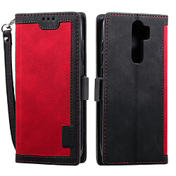 Etui en PU style d'épissage vintage avec support rouge pour votre Xiaomi Redmi Note 8 Pro