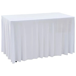 vidaXL Nappes élastiques de table avec jupon 2 pcs 120x60,5x74cm Blanc