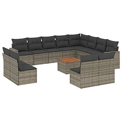 Maison Chic Salon de jardin avec coussins 13 pcs, Ensemble Tables et chaises de jardin, gris résine tressée -GKD328618