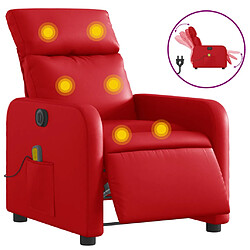 vidaXL Fauteuil de massage inclinable électrique rouge similicuir