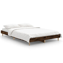 Maison Chic Lit adulte - Lit simple Cadre de lit,Structure du lit Contemporain chêne fumé 120x190 cm bois d'ingénierie -MN84483