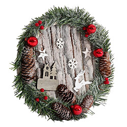 Avis Mendler Couronne de porte HWC-M19, couronne décorative de Noël Couronne de Noël, pomme de pin en bois ronde Ø30cm