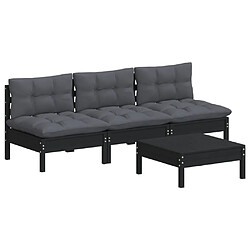 Avis Maison Chic Salon de jardin 4 pcs + coussins - Mobilier/Meubles de jardin - Table et chaises d'extérieur anthracite Bois de pin -MN72226