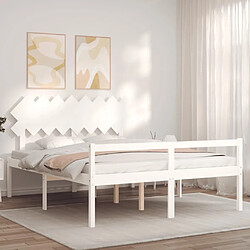 Avis Maison Chic Lit adulte - Cadre Structure de lit avec tête de lit Contemporain blanc 160x200 cm bois massif -MN66157