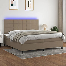 vidaXL Sommier à lattes de lit et matelas et LED Taupe 200x200cm Tissu