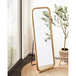 Beliani Miroir sur pied MALANGE Rotin Naturel