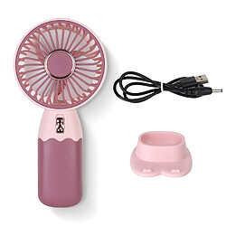 (Rose) Mini Ventilateur Portatif de Dessin Animé Chargement Usb Brise Puissante Refroidissant Le Style Portable