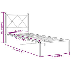 Vidaxl Cadre de lit métal avec tête de lit blanc 80x200 cm pas cher