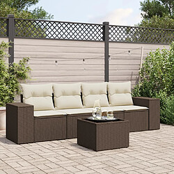 vidaXL Salon de jardin avec coussins 5 pcs marron résine tressée