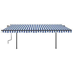 Acheter Maison Chic Store banne | Auvent rétractable de porte | Marquise Brise-soleil automatique avec poteaux 5x3 m Bleu et blanc -GKD18187