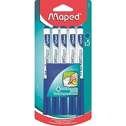 Lot de 5 feutres effaçables à sec bleus avec chiffonnette MAPED MarkerPeps