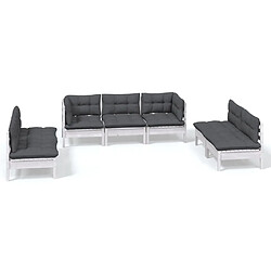 Maison Chic Salon de jardin 7 pcs + coussins - Mobilier/Meubles de jardin - Table et chaises d'extérieur bois de pin massif -MN75305