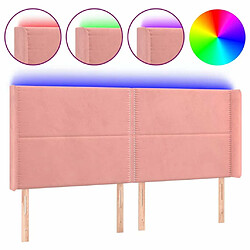 Maison Chic Tête de lit scandinave à LED,meuble de chambre Rose 183x16x118/128 cm Velours -MN37402