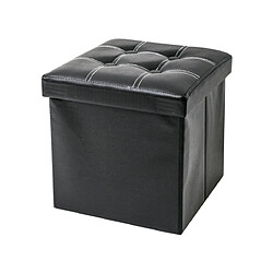 Mobili Rebecca Pouf Coffre de Rangement Carre Synthétique Noir 30x30x30