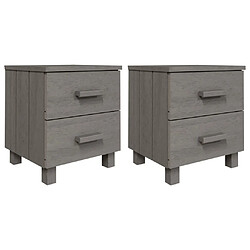 Maison Chic Tables de chevet HAMAR 2pcs - Gris clair 40x35x44,5cm Bois massif -MN82035