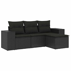 Maison Chic Salon de jardin 4 pcs avec coussins | Ensemble de Table et chaises | Mobilier d'Extérieur noir résine tressée -GKD95322