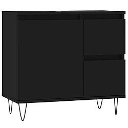 Maison Chic Armoire de salle de bain,Meuble de rangement,Meuble haut noir 65x33x60 cm bois d'ingénierie -GKD678463