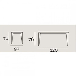 Inside 75 Table repas NORDIC 4 couverts 120 x 90 cm pieds bois plateau chêne naturel