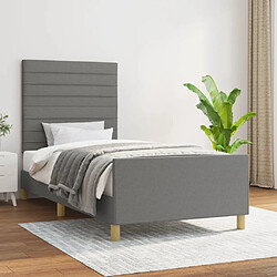 Maison Chic Lit adulte - Cadre Structure de lit avec tête de lit Contemporain Gris foncé 90x200 cm Tissu -MN84924