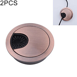 Wewoo 2 PCS Desk Computer Desktop alliage de zinc rond Threading Box couvercle de trouDiamètre du trou 50mm Bronze rouge