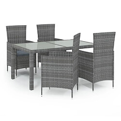 Maison Chic Mobilier à dîner 5 pcs de jardin avec coussins - Ensemble table et chaises d'extérieur - Salon/Mobilier de jardin classique résine tressée vris -MN15127