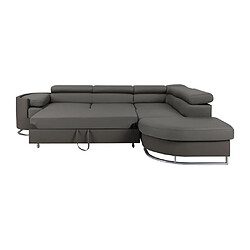 Acheter Vente-Unique Canapé d'angle droit convertible en tissu et simili gris et anthracite MYSEN II