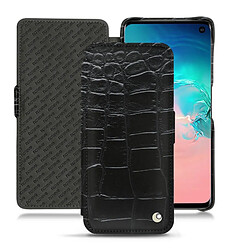 Housse cuir Samsung Galaxy S10E - Rabat horizontal - Crocodile nero ( Noir / Black) - NOREVE