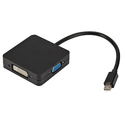 Wewoo 3 en 1 Mini DP mâle vers HDMI + adaptateur VGA + DVI carré femellelongueur de câble 18cm noir