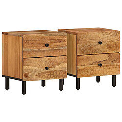 vidaXL Tables de chevet 2 pcs 40x33x46 cm Bois d'acacia massif