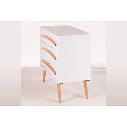 DECOPIN commode slow-living 3 tiroirs elin - blanc uni